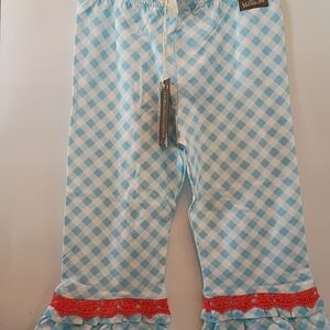 Matilda Jane Blue and White Checkered Pajama Bottoms with Red Trim